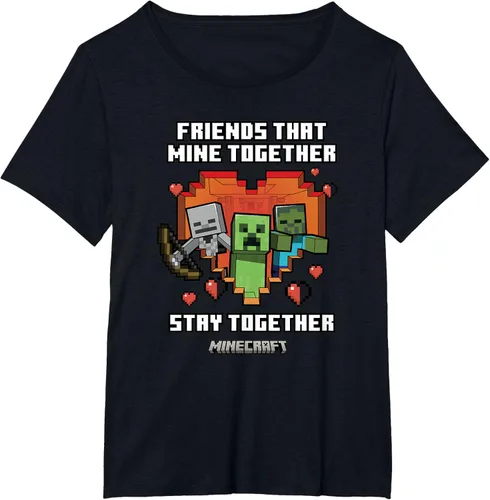 Miniatura 26 de Minecraft Camiseta de San Valentín Friends That Mine Together Mobs, Negro