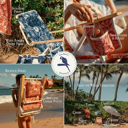 Miniatura 6 de Business & Pleasure Co. Silla de playa Margaritaville Manana con mochila, reclinable, plana, ligera y portátil, bolsillo enfriador aislado