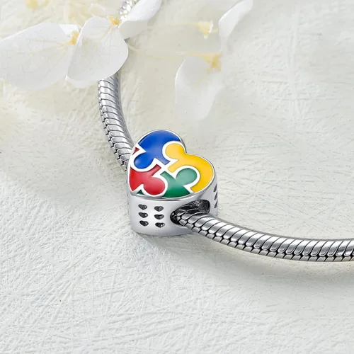 Miniatura 2 de LONAGO Abalorio personalizado de plata de ley 925 compatible con pulsera, collar, forma redonda de corazón personalizado
