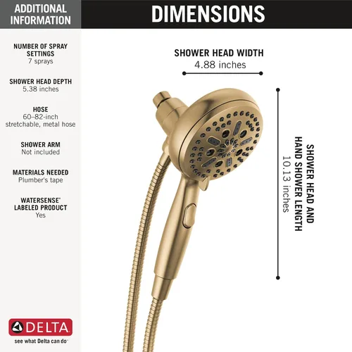 Miniatura 3 de Delta Faucet 54810-CZ-PK SureDock - Ducha magnética de mano, bronce champán, 7 ajustes de pulverización