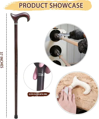 Miniatura 6 de Bastones de dragón para hombres, bastones de madera hechos a mano para hombres y mujeres, resistentes hasta 500 libras, exquisito palo ergonómico
