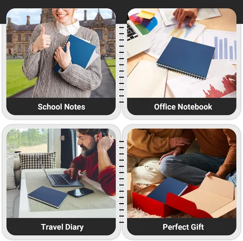 Miniatura 7 de EUSOAR - Cuaderno en espiral de tapa dura para universidad, rayado, paquete de 3 cuadernos A5 de 5.5"x8.3", con 5 divisiones, para escritura, tapa