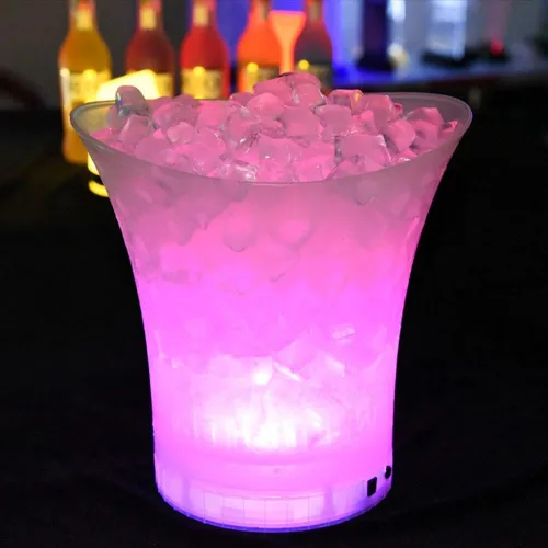 Miniatura 2 de SMETA Cubo de hielo LED para champán cerveza vino botella que cambia de color cerveza 5L enfriador de gran capacidad con LED, cubo de hielo portátil