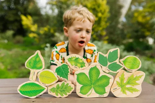 Miniatura 3 de THE Freckled Frog Hojas apilables - Juego de 10 - Edades 12 meses - Bloques de hojas de madera - Doble cara - Ilustraciones que muestran hojas