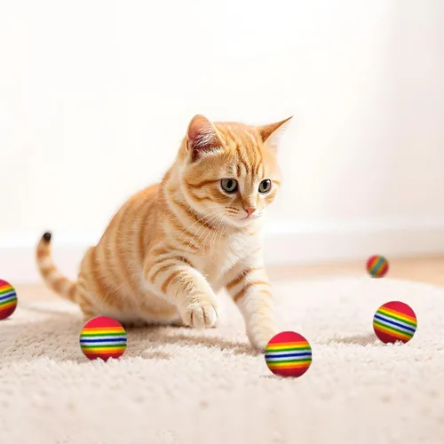 Miniatura 4 de Juguetes para gatos de interior, bolas de juguetes para gatos, paquete de 20 juguetes interactivos para gatos con cascabel colorido, cascabel, arco
