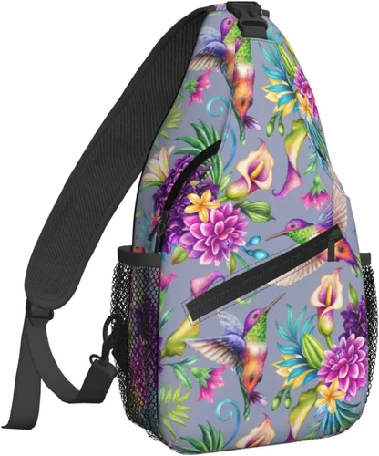 NiuKom Mochila pequeña tipo bandolera para el pecho, bolsa de hombro, gimnasio, ciclismo, viajes, senderismo, mochila para mujeres y hombres, Flores