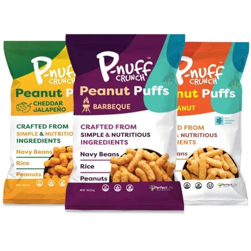 Miniatura 12 de Pnuff Crunch Puffs de Mantequilla de Maní - Bocadillos saludables, aperitivos bajos en calorías, aperitivos sin gluten, veganos, ricos en proteínas