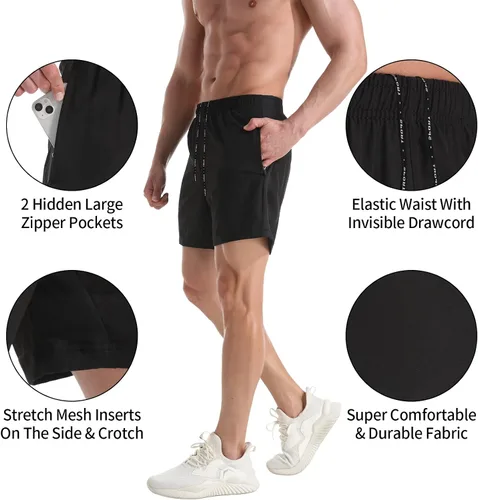 Miniatura 4 de VPOS Pantalones cortos de gimnasio para hombre de 5 pulgadas, ligeros pantalones cortos deportivos para hombre, de secado rápido, con bolsillos