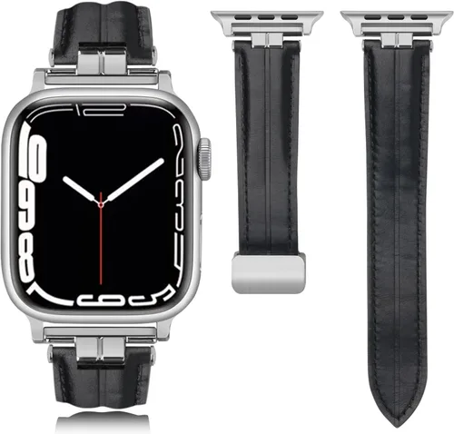 Miniatura 8 de Mxiixnai - Correas de cuero compatibles con Apple Watch Band 1.929 in 1.772 in 1.732 in 1.654 in 1.614 in 1.575 in 1.496 in, cuero genuino