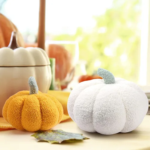 Miniatura 7 de Kajaia 4 almohadas de otoño decorativas de calabaza de Acción de Gracias, almohada de otoño de 11 pulgadas y 7 pulgadas, cojín 3D de Acción
