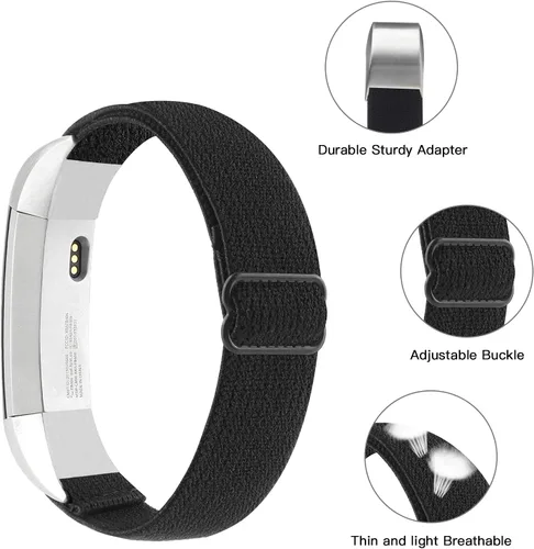 Miniatura 3 de Bandas elásticas ajustables compatibles con Fitbit Alta/Alta HR, correas deportivas de nailon elástico suave y transpirable de repuesto para mujeres