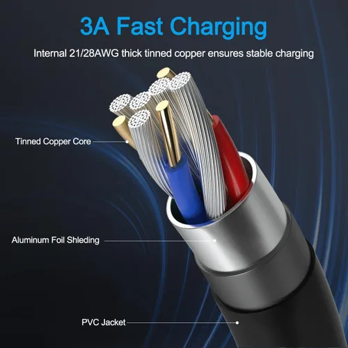 Miniatura 4 de Cable micro USB de 6 pies de largo, cable de carga Android para Samsung Tablet, cable de carga USB con adaptador USB C, cable de carga rápida USB