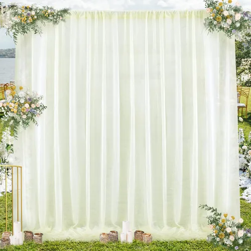 Miniatura 16 de PARTISKY Cortinas de telón de fondo de gasa negra de 10 x 7 pies, cortinas de fotos de tela transparente sin arrugas para boda, ceremonia, arco
