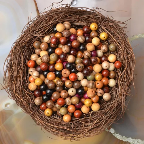 Miniatura 3 de MASSIVE BEADS - KIT de 960 cuentas de madera redondas sueltas mixtas naturales de 6 mm para hacer joyas, con hilo e agujas (12 de madera, 6 mm)
