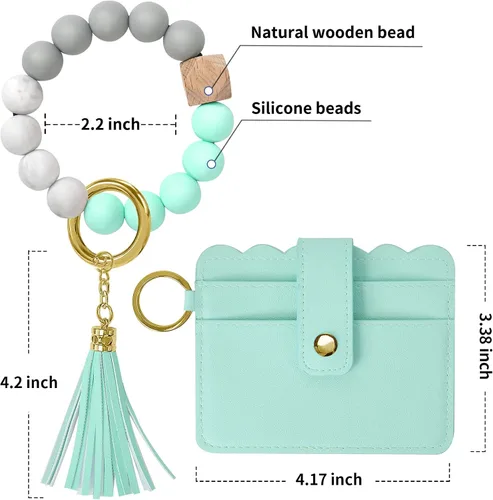 Miniatura 3 de YUOROS Llavero billetera cartera de pulsera para mujer llavero pulsera tarjetero