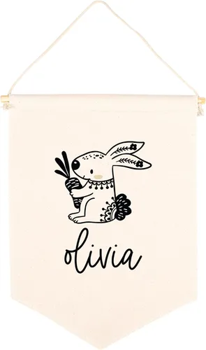 Miniatura 20 de Andaz Press Cartel de lienzo colgante – Tapiz de alfabeto y animales para colgar en la pared para bebé niña y niño, decoración de pared de guardería