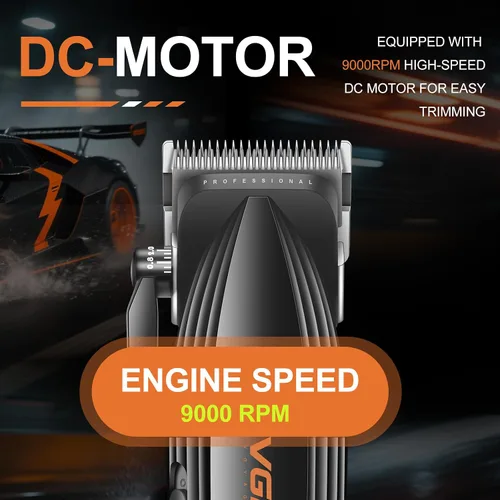 Miniatura 2 de VGR 889C - Cortadora de pelo profesional para hombres, 9000 rpm, inalámbrica, con cuchillas de cerámica y MIM, 6 peines guía magnéticos, pantalla
