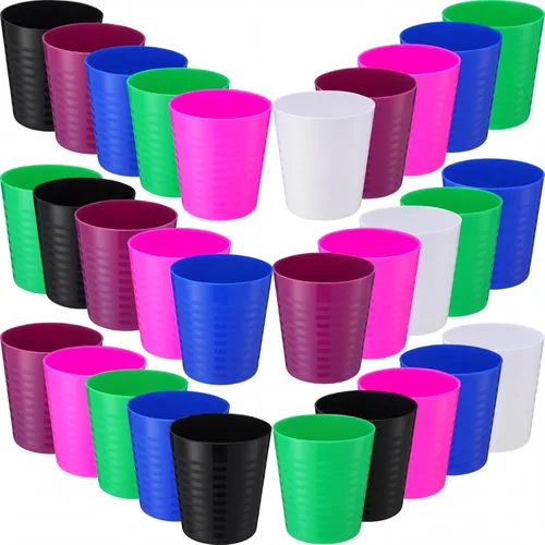 Miniatura 13 de Eccliy 36 vasos para niños a granel, vasos de plástico de 8 onzas, irrompibles, reutilizables, apilables, 6 vasos de colores surtidos para niños