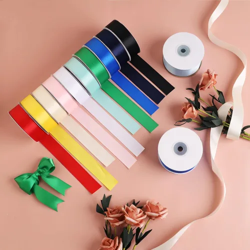 Miniatura 2 de Rollo de cinta de satén de una sola cara de 1 pulgada x 25 yardas, cintas ideales para envolver regalos, manualidades, decoración de fiestas de negro