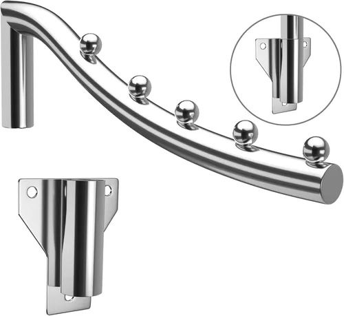 Miniatura 3 de Percha de ropa de acero inoxidable para montaje en pared, perchero plegable con soporte para brazo oscilante, ganchos para colgar barra de ropa, 1