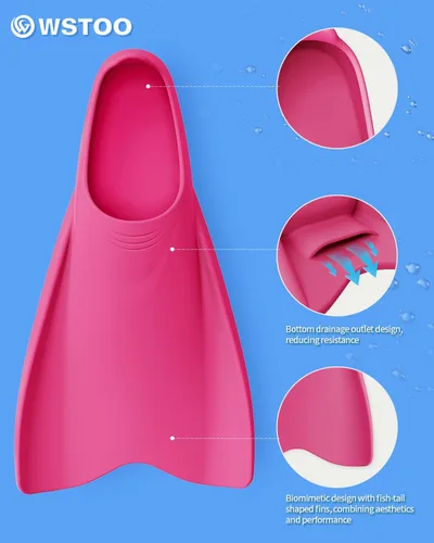 Miniatura 3 de WSTOO - Aletas cortas de entrenamiento aerodinámicas, aletas de natación de silicona para adultos y jóvenes (hombres y mujeres), ideales para nadar