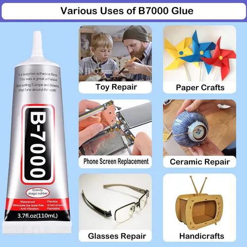 Miniatura 2 de 3 piezas de pegamento B7000 de 3.7 fl oz + 5 bolígrafos de punteado + 1 lápiz de cera y pinzas