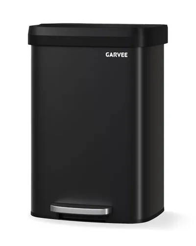 Garvee Basurero de metal de 13 galones / 50 L con tapa, bote de basura grande para cocina, cubo de basura de metal a prueba de óxido con pedal para