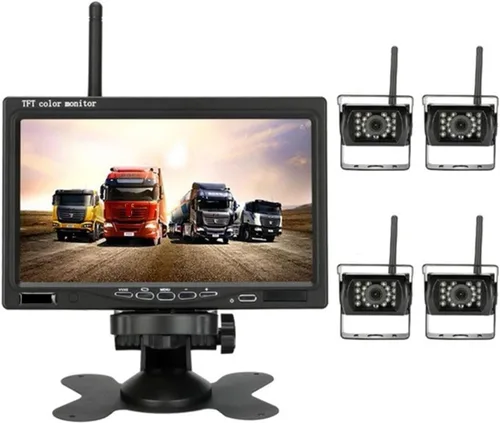 Miniatura 2 de Cámara de marcha atrás inalámbrica para vehículos, monitor LCD de 7 pulgadas para camiones, autobús, caravana, remolque, excavadora, monitor