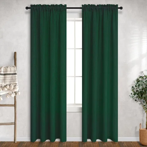 Miniatura 96 de Mrs.Naturall - Cortinas transparentes con bolsillo para barra de 36x63 pulgadas de lino mezclado negro