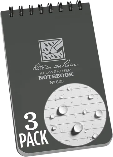 Miniatura 9 de Rite in the Rain - Cuaderno con espiral superior resistente a la intemperie, 3 x 5 pulgadas, cubierta a cuadros color marrón y canela