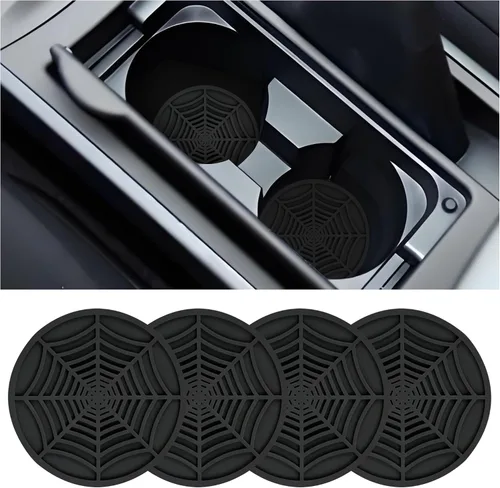 4 posavasos de silicona para portavasos de automóvil, diseño de telaraña, antideslizantes, universales, de 2.75 pulgadas, para accesorios de