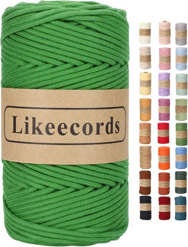 Miniatura 15 de Cordón de Algodón Trenzado 3mm x 109 yardas - Cuerda de Macramé Colorida para Manualidades, Ganchos, Colgantes de Pared - 100% Algodón Natural