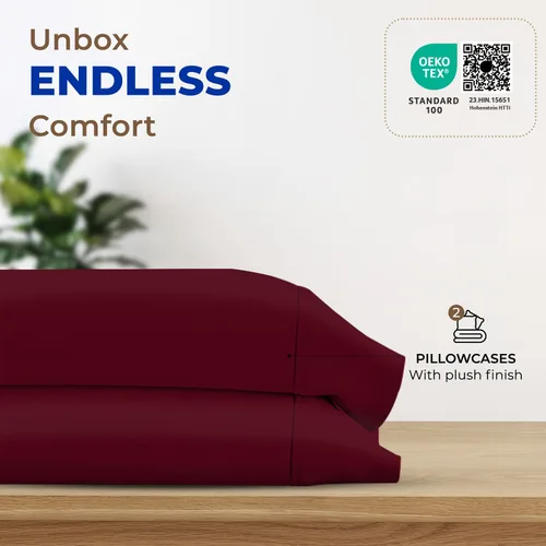 Miniatura 3 de Juego de 2 fundas de almohada de 100% algodón egipcio de fibras largas, 1000 hilos, 100% algodón peinado puro natural, para dormir