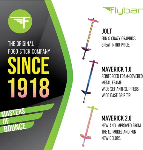 Miniatura 5 de Flybar Maverick 2.0 Vara de espuma de pogo para niños de 5 años en adelante, de 18 a 36 kg, juguetes para niños al aire libre, agarre de goma