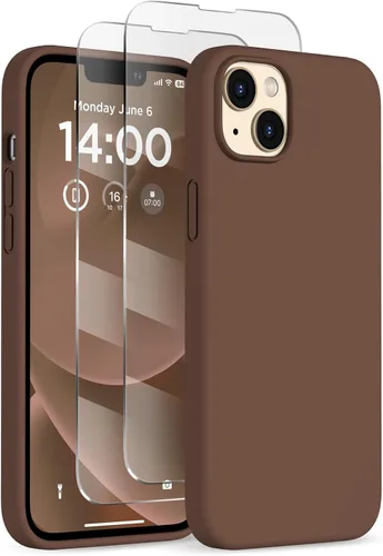 Miniatura 28 de Funda de silicona diseñada para iPhone 14 Plus, con 2 protectores de pantalla, funda protectora de cuerpo completo a prueba de golpes, funda delgada