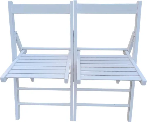 Miniatura 7 de DSHADE Juego de 2 sillas plegables de madera de listones plegables para eventos especiales, sillas plegables de fiesta de estilo plegable para Blanco