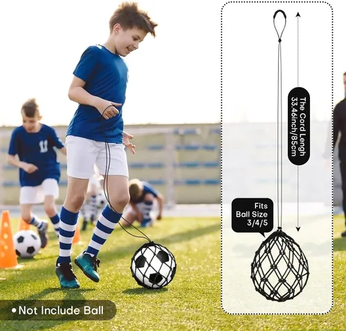 Miniatura 2 de Soccer Kick Trainer 2 Psc with Return Net - Football Training Equipment for Boys & Girls - Practice Gear Compatible with Size 3 4 5 Balls