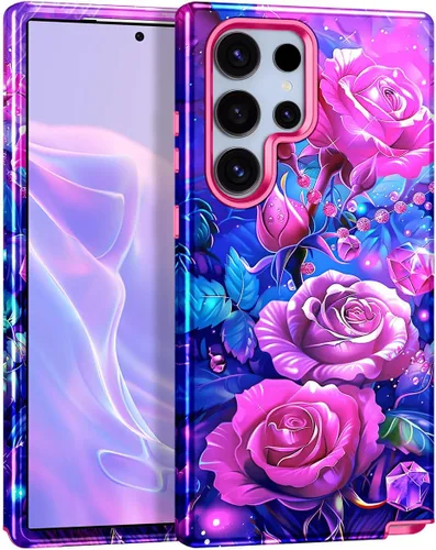 Miniatura 19 de Btscase Funda para Samsung Galaxy S22 Ultra 5G, patrón de mármol 3 en 1, resistente a prueba de golpes, cuerpo completo, policarbonato duro