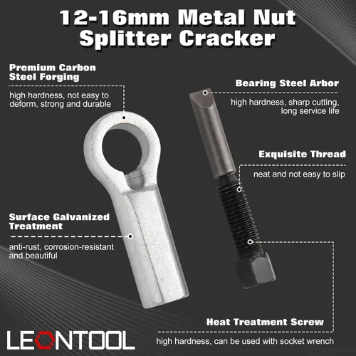 Miniatura 2 de Grieta divisora de tuercas de metal, 0.472-0.630 in de presión manual para quitar tuercas oxidadas, herramienta de división de tuercas resistente