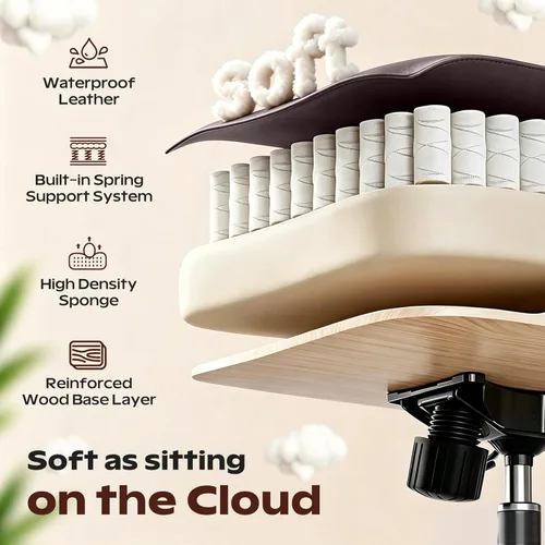 Miniatura 6 de Silla de oficina, Silla de escritorio ergonómica de respaldo alto para oficina en casa, Silla de oficina grande y alta de cuero transpirable con Café