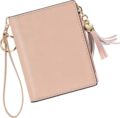 Miniatura 14 de Gostwo Billeteras pequeñas para mujer, elegante cartera para mujer con ventana de identificación, bolsillo con cremallera para monedas y borla.