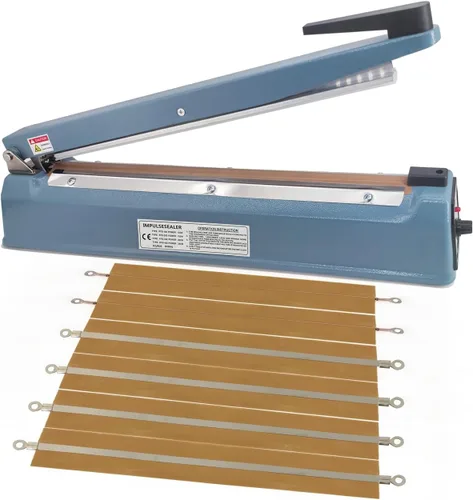 Máquina selladora térmica por impulso de 12 pulgadas y 0.197 in para bolsas de plástico Mylar, carcasa de metal, con 6 piezas de repuesto