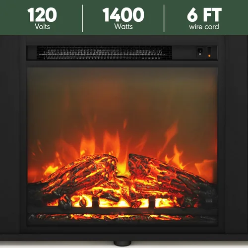 Miniatura 4 de Furinno Soporte clásico de TV de 70 pulgadas con chimenea, roble francés gris gris roble francés