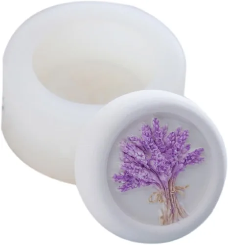 Miniatura 2 de Grainrain Molde de barra de jabón de silicona de flor de lavanda DIY molde de resina de vela de adorno de vehículo casero (14388)