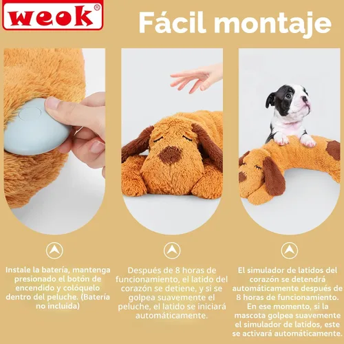 Miniatura 6 de WEOK Juguete de latido del corazón para cachorros, Almohada de acurrucamiento cómoda, Ayuda para aliviar la ansiedad del perro, Juguete de peluche