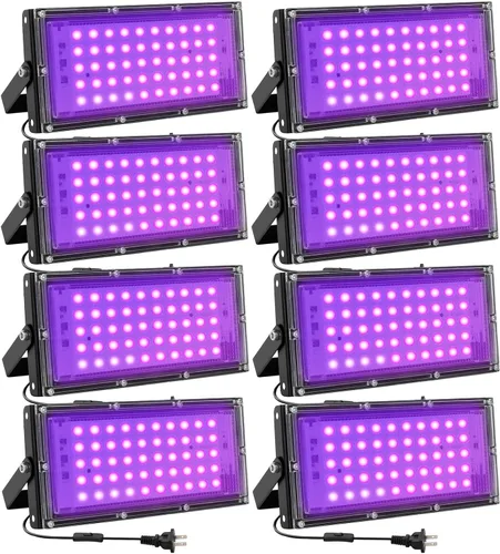 Luces LED negras de 50 W para fiesta brillante – Waygor IP65 impermeable UV luz negra reflector 395 nm luz negra luz púrpura negro luz de inundación