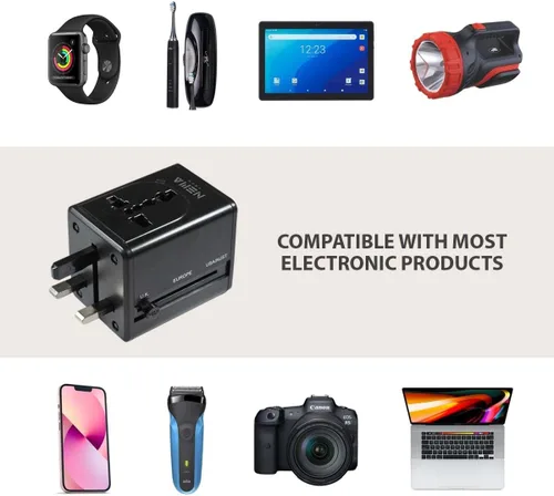 Miniatura 5 de Adaptador de viaje universal NemaTech Worldwide con cargador USB