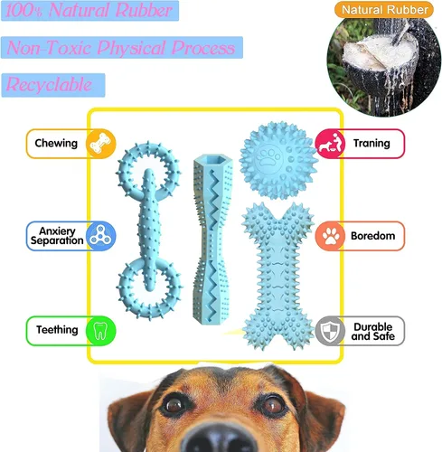 Miniatura 4 de Paquete de 4 juguetes de dentición para cachorros de 0 a 6 meses, juguetes masticables para dentición, lindo juguete para perros pequeños, juguete