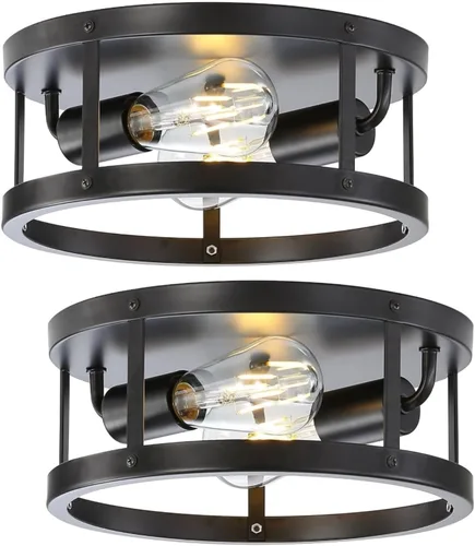 Miniatura 10 de Lámpara de techo con 2 luces de níquel cepillado semiempotradas, 11 pulgadas, moderna, para interiores, cocina, interiores, interiores, cocina