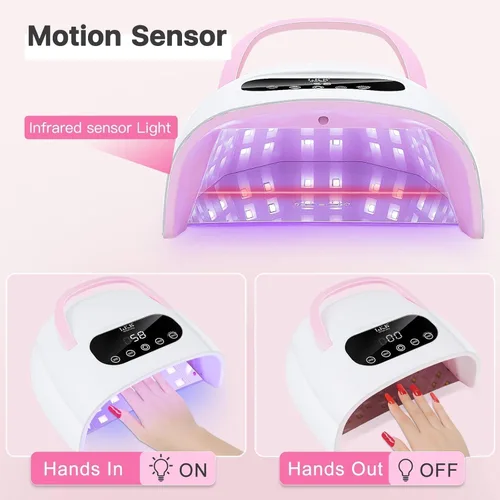 Miniatura 5 de Lámpara de uñas LED UV, luz UV profesional para uñas de gel con sensor automático y 4 ajustes de temporizador, base magnética, pantalla táctil LCD